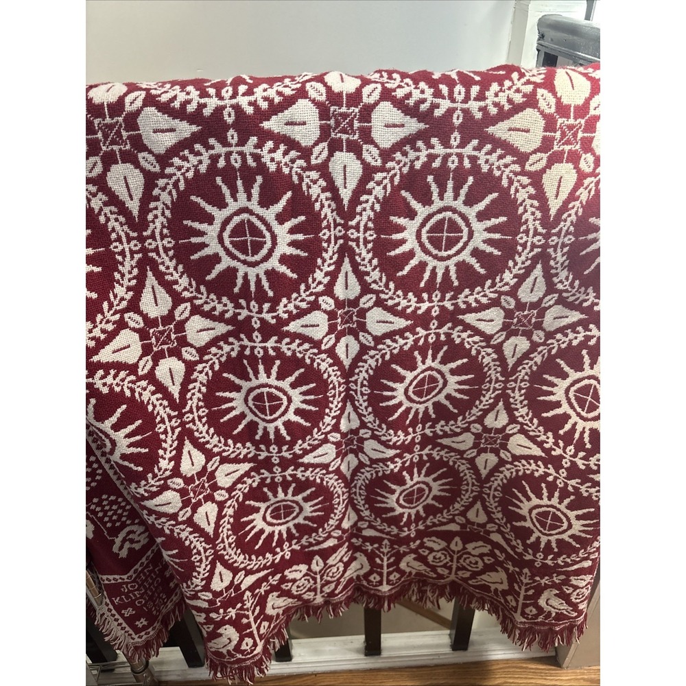 John Klinhinz Ohio 1848 Reproduction Cotton Blanket 72 X 48"